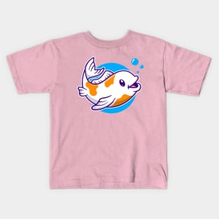 Cute Koi Fish Swimming Cartoon Kids T-Shirt